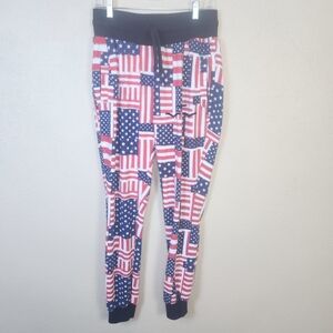 Lazy Pants Patriotic Flag Print Jogger Sweatpants Large (7594)